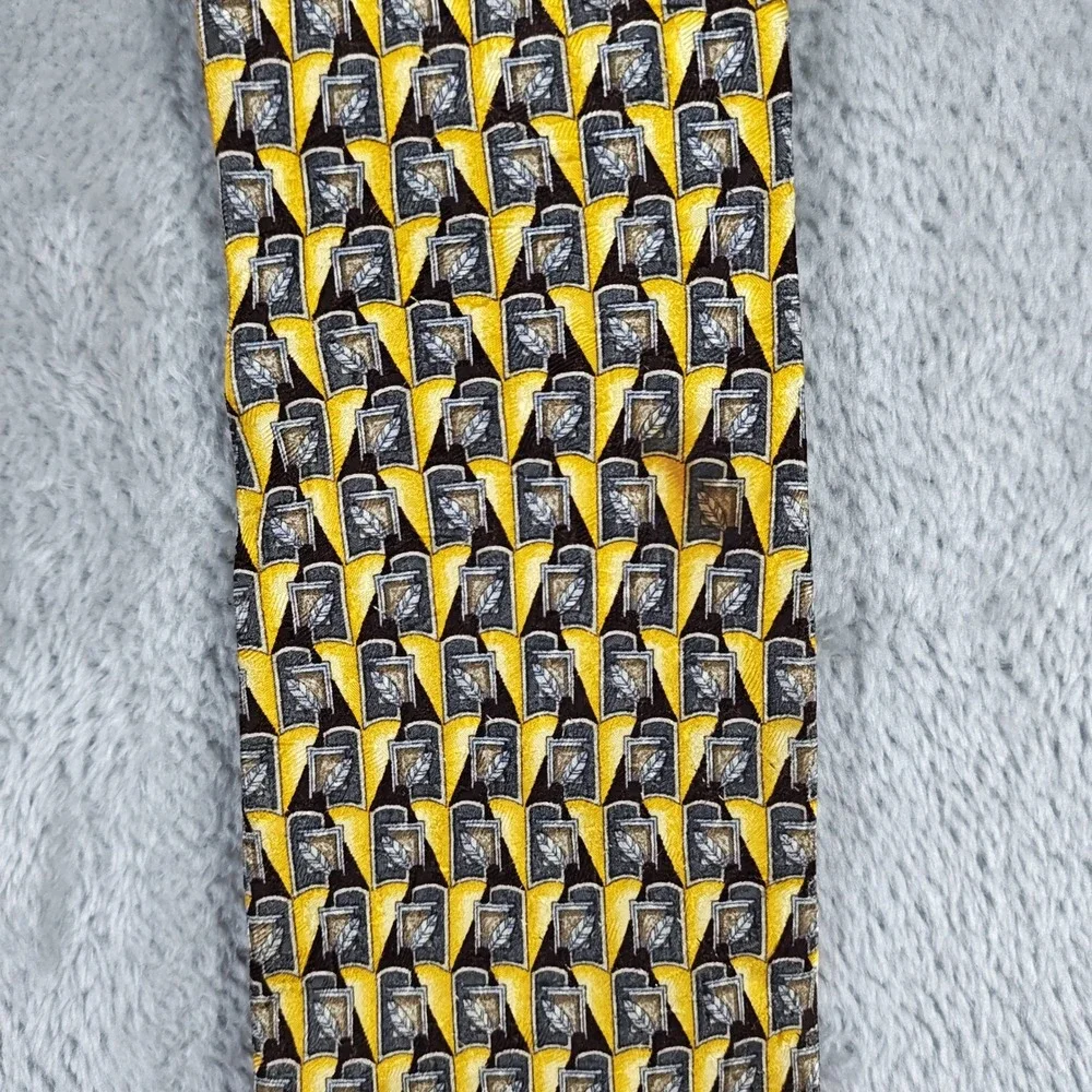 Vintage Ermenegildo Zegna Tie Mens 59X3.75 Yellow Geometric Silk Made In Italy